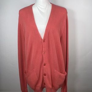 Peruvian Connection Coral Oversized Cardigan Button Front 100% Pima Cotton
